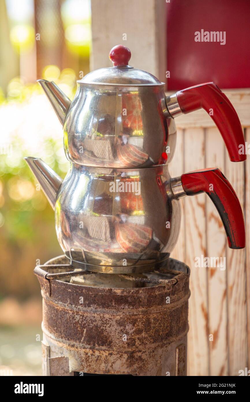 Chaydanlik or Caydanlik is Turkish authentic double teapot for cooking