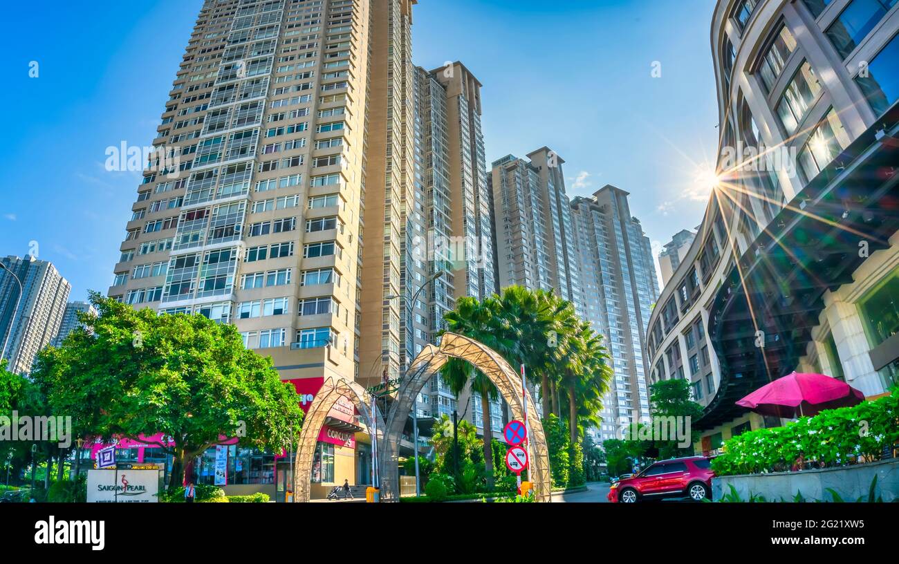 Saigon Pearl in sunny morning, this is a luxury apartment, villa