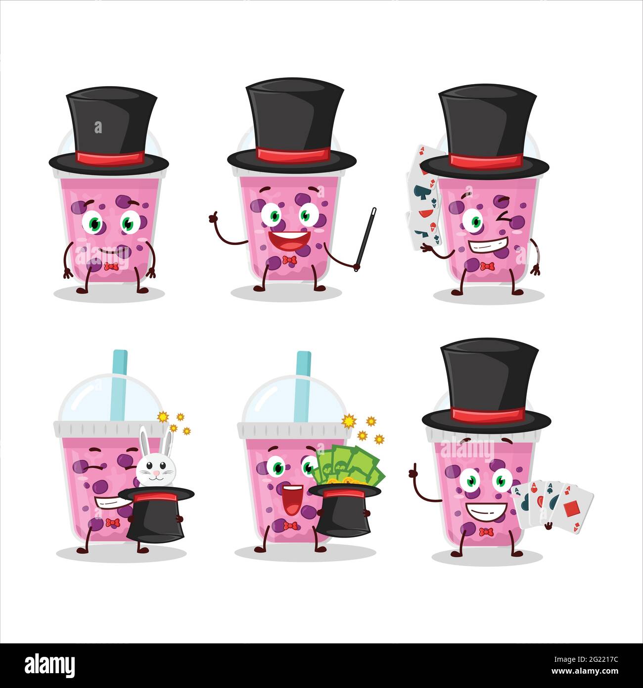 https://c8.alamy.com/comp/2G2217C/a-grapes-milk-with-boba-magician-cartoon-character-perform-on-a-stage-vector-illustration-2G2217C.jpg