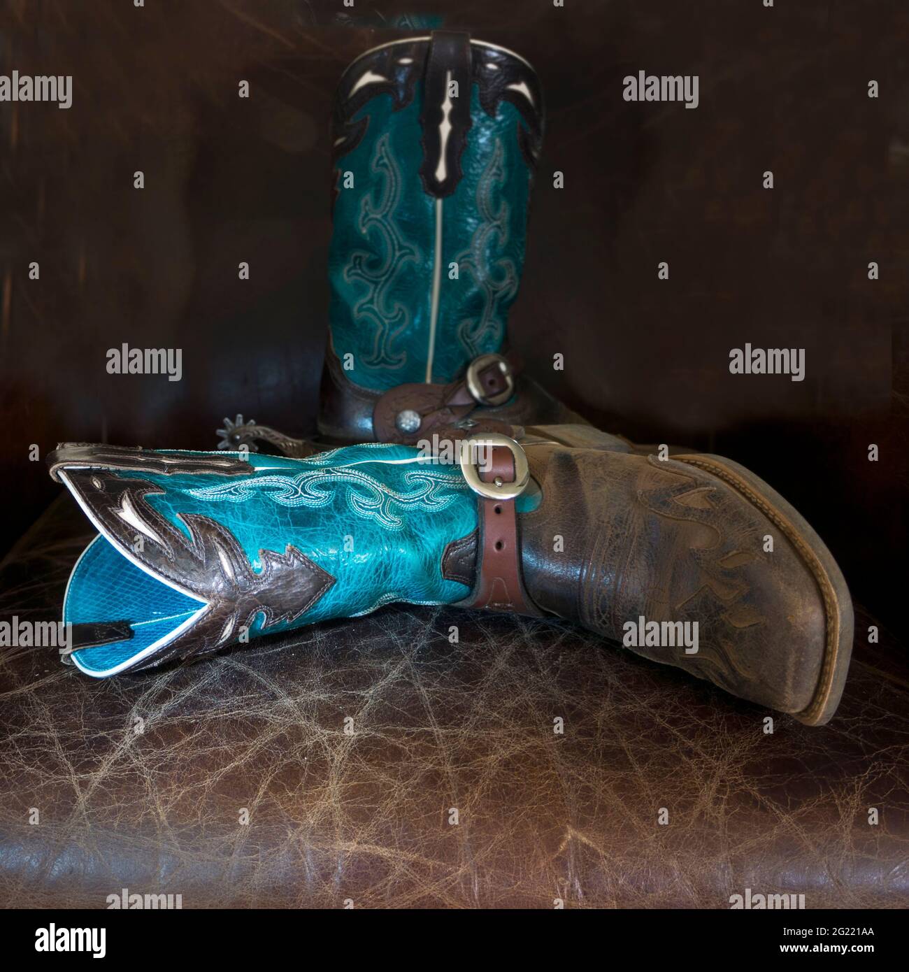 Pretty boots for a cowgirl in blue and brown with elaborate stitching ...