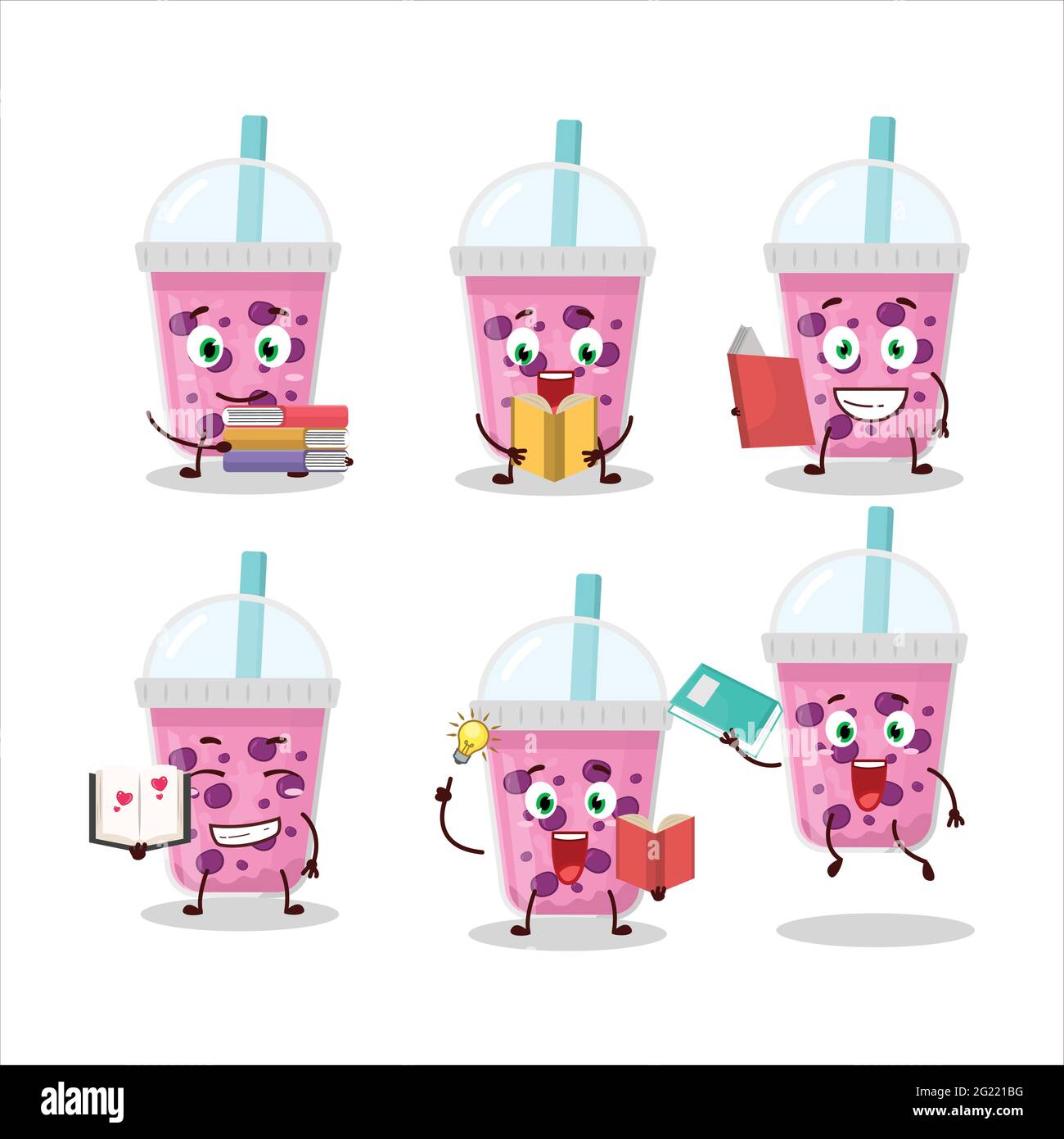 https://c8.alamy.com/comp/2G221BG/a-picture-of-grapes-milk-with-boba-cartoon-character-concept-reading-an-amusing-book-vector-illustration-2G221BG.jpg