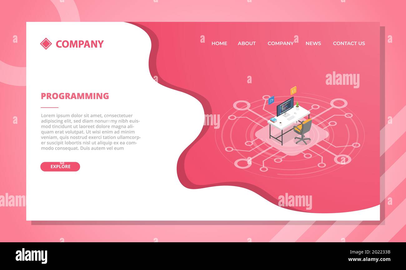 programming concept for website template or landing homepage with ...
