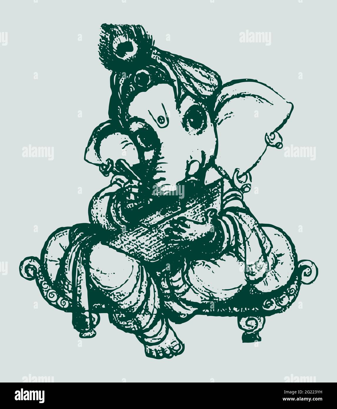 Seated Ganesha on Lotus - 6774 Seated Ganesha on Lotus - 6774