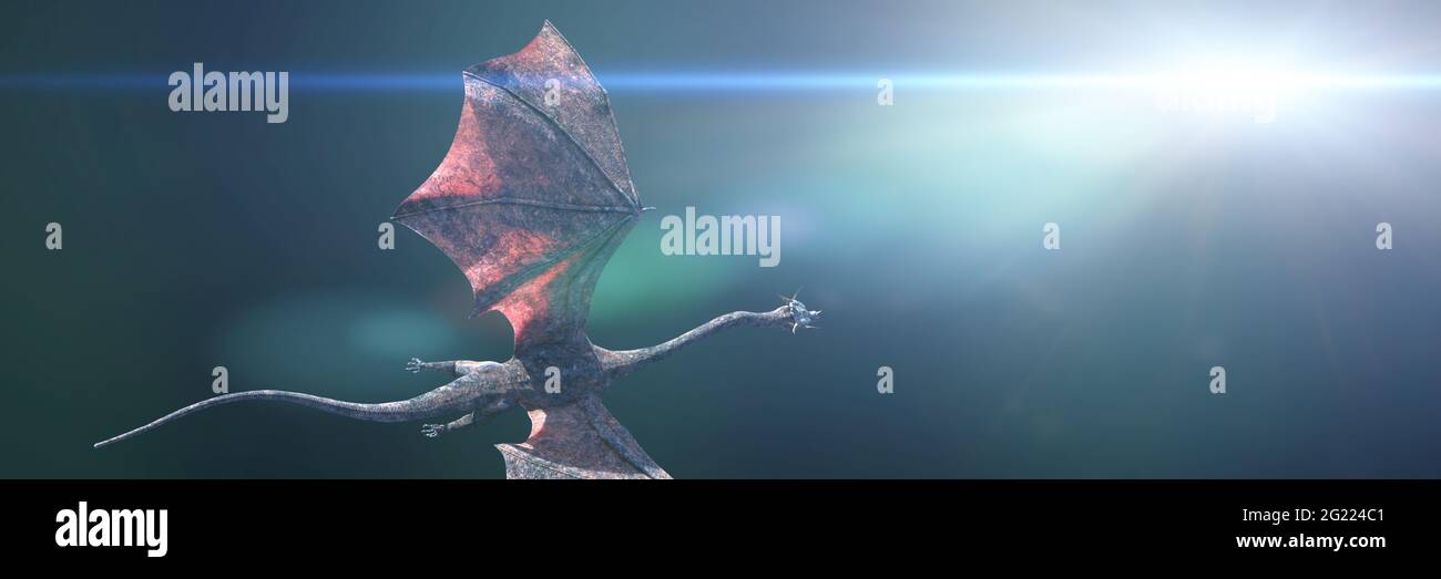 flying dragon, legendary creature from above Stock Photo