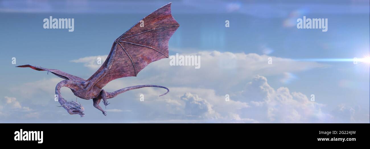 dragon (3d fantasy rendering banner) Stock Photo