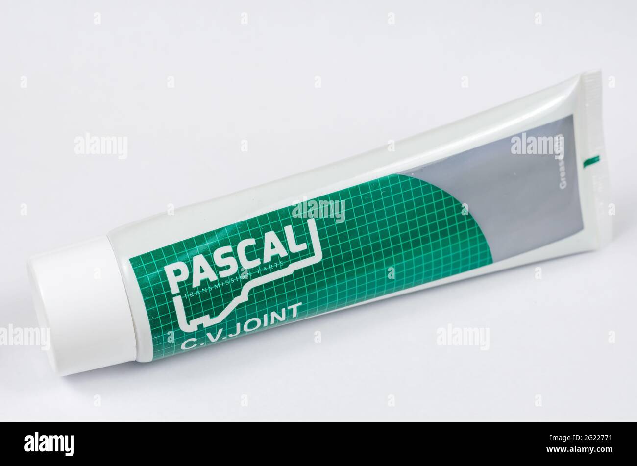 C.V. joint grease Pascal brand on white. A new tube of special