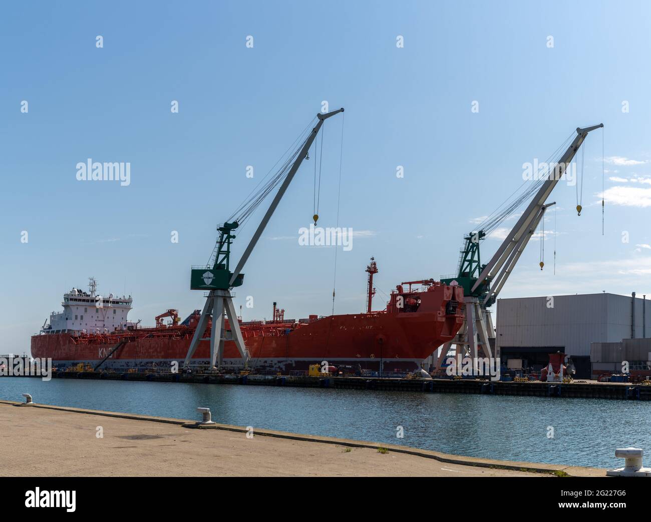 Frederikshavn, Denmark - 4 June, 2021: large industrial tanker ship ...