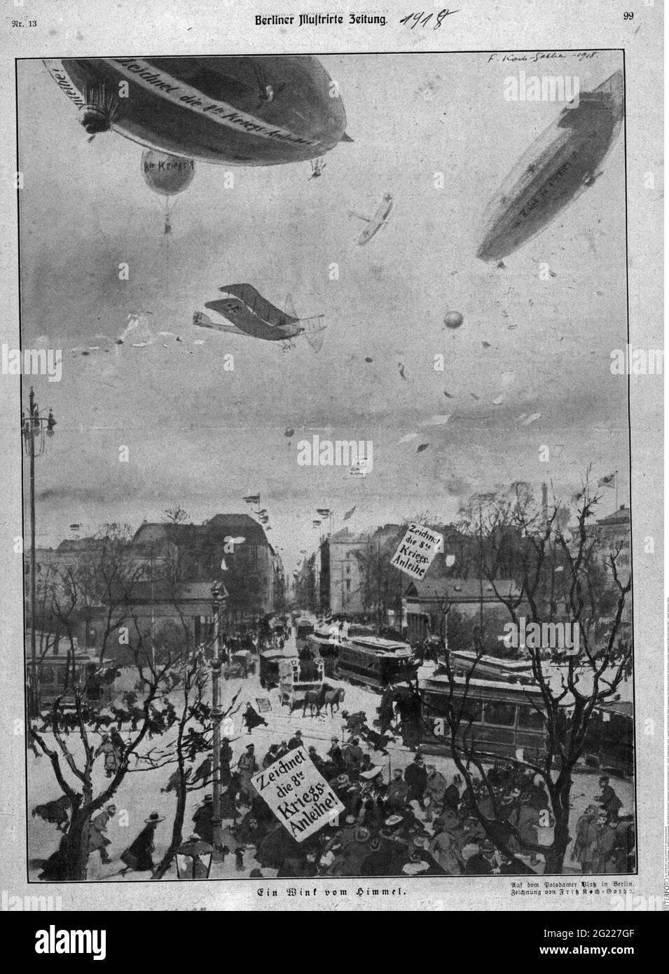 events, First World War / WWI, propaganda, 'Ein Wink vom Himmel' (A hint from on high), drawing, ADDITIONAL-RIGHTS-CLEARANCE-INFO-NOT-AVAILABLE Stock Photo