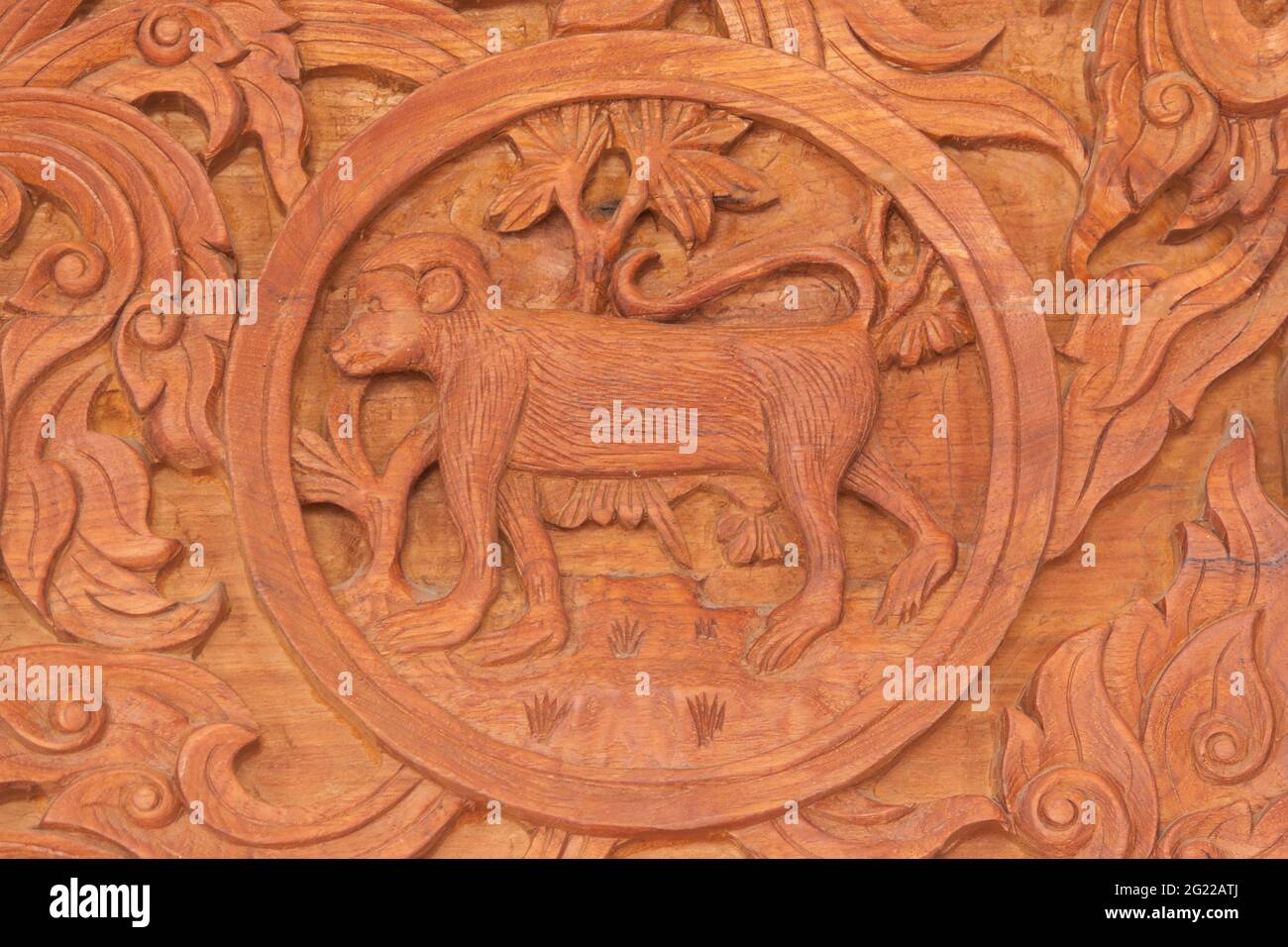 Wood carving of monkey Chinese zodiac animal sign Stock Photo Alamy