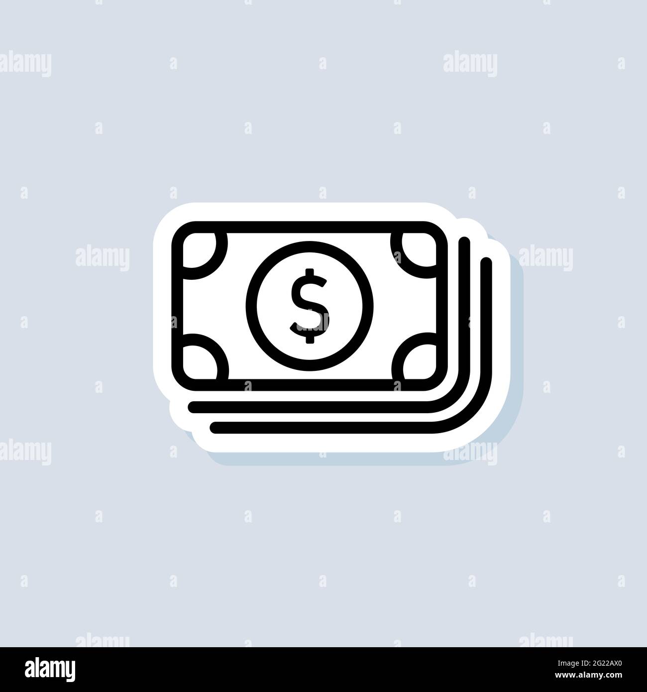 Cash sticker. Money logo. Banknote or dollar bill icon. Money icons ...