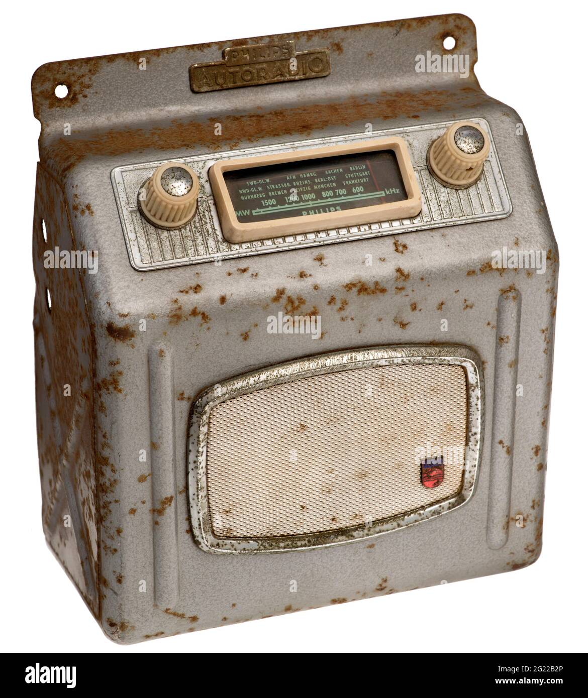 broadcast, radio, radios, car radio Philips, early car radio, for 12 volt  service, ADDITIONAL-RIGHTS-CLEARANCE-INFO-NOT-AVAILABLE Stock Photo - Alamy