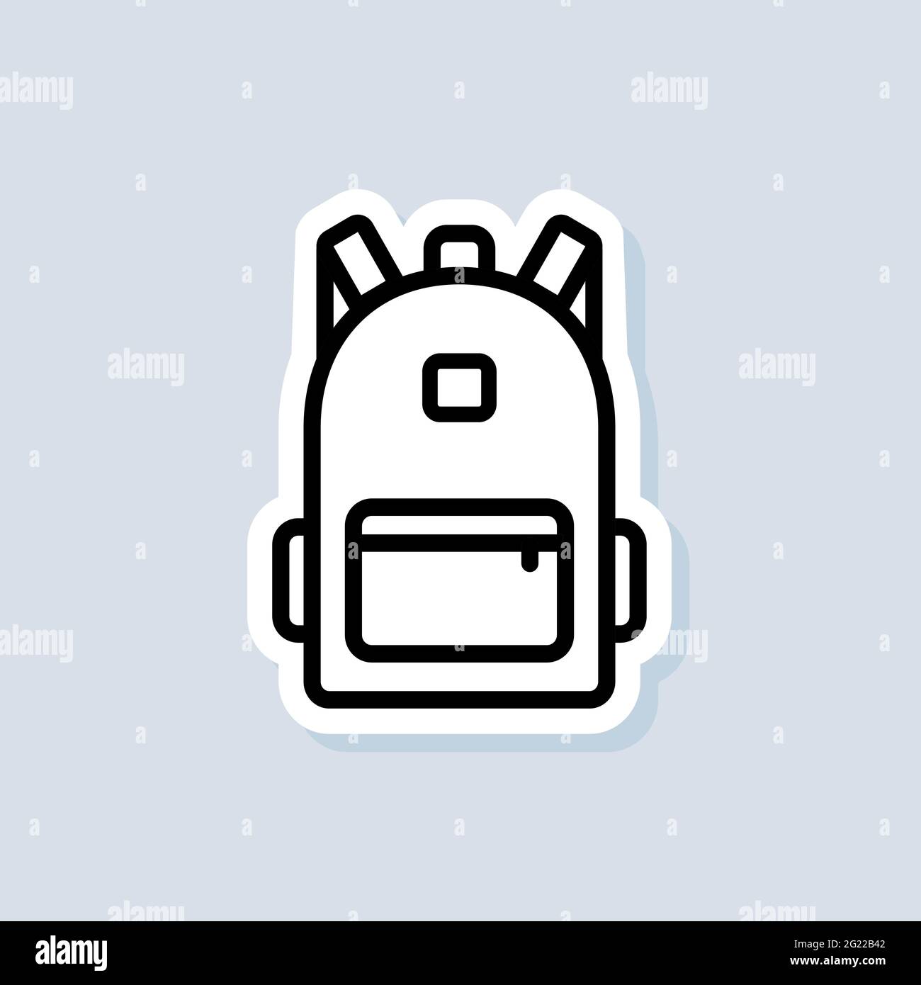School bag sticker. Backpack, bag line icon. Back to school. Vector on