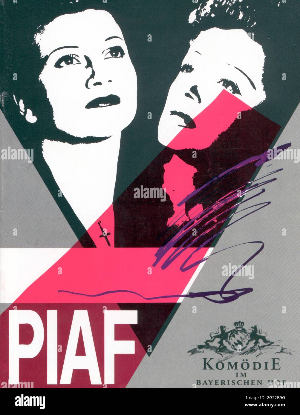 theatre / theater, play, 'Piaf', by Pam Gems, playbill, title, comedy at the Bayerischer Hof, Munich, ADDITIONAL-RIGHTS-CLEARANCE-INFO-NOT-AVAILABLE Stock Photo
