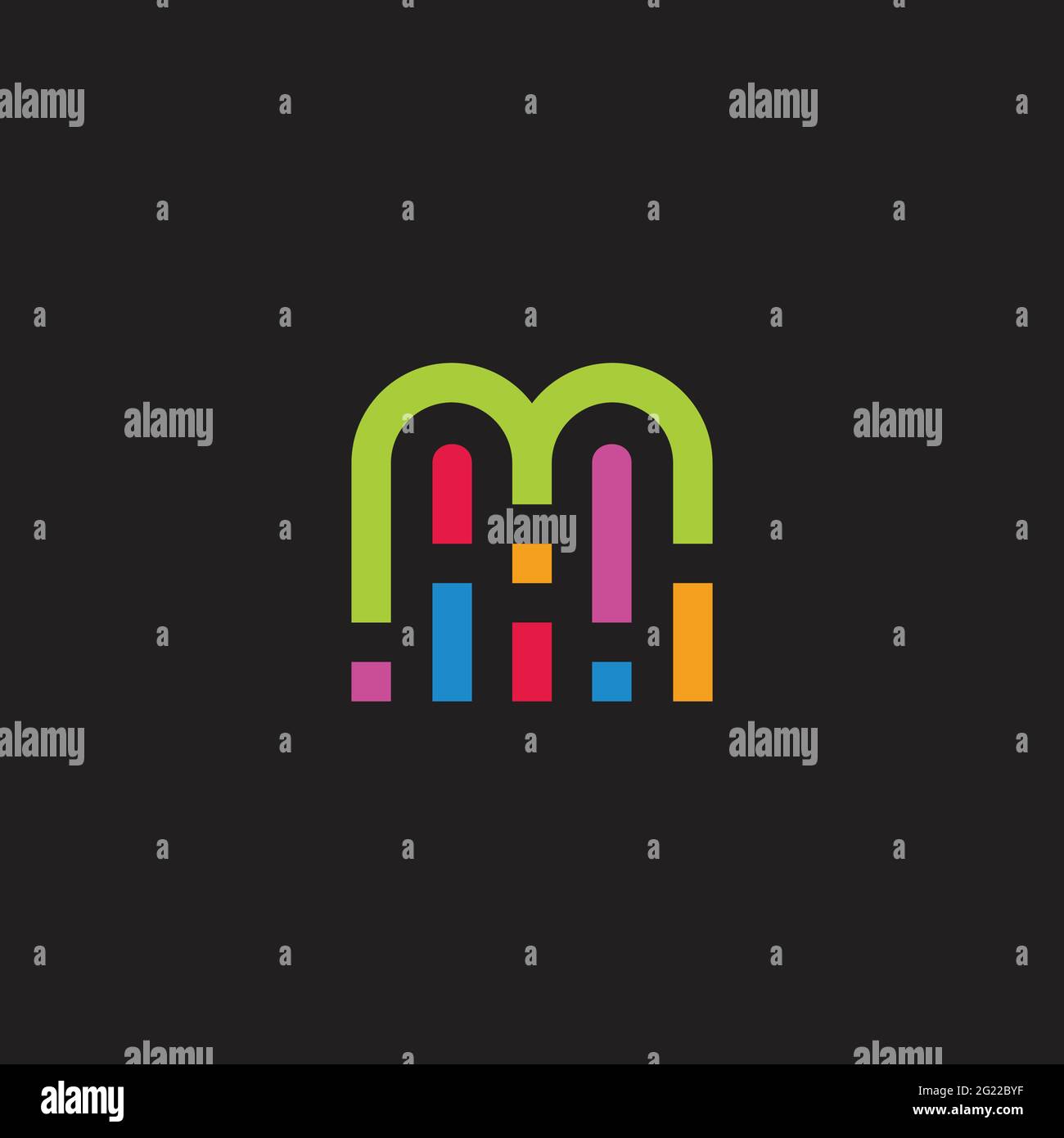 letter m motion stripes pixels simple logo vector Stock Vector