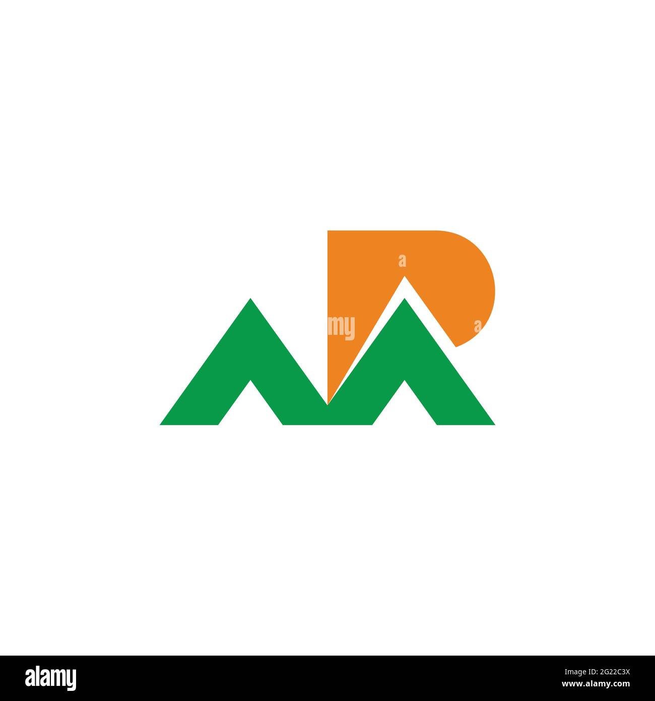 letter mp m mountain sun nature design logo vector Stock Vector