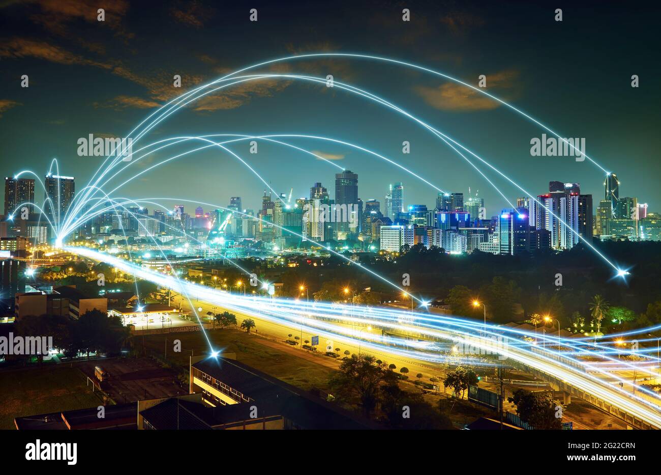 city scape and network connection concept Stock Photo