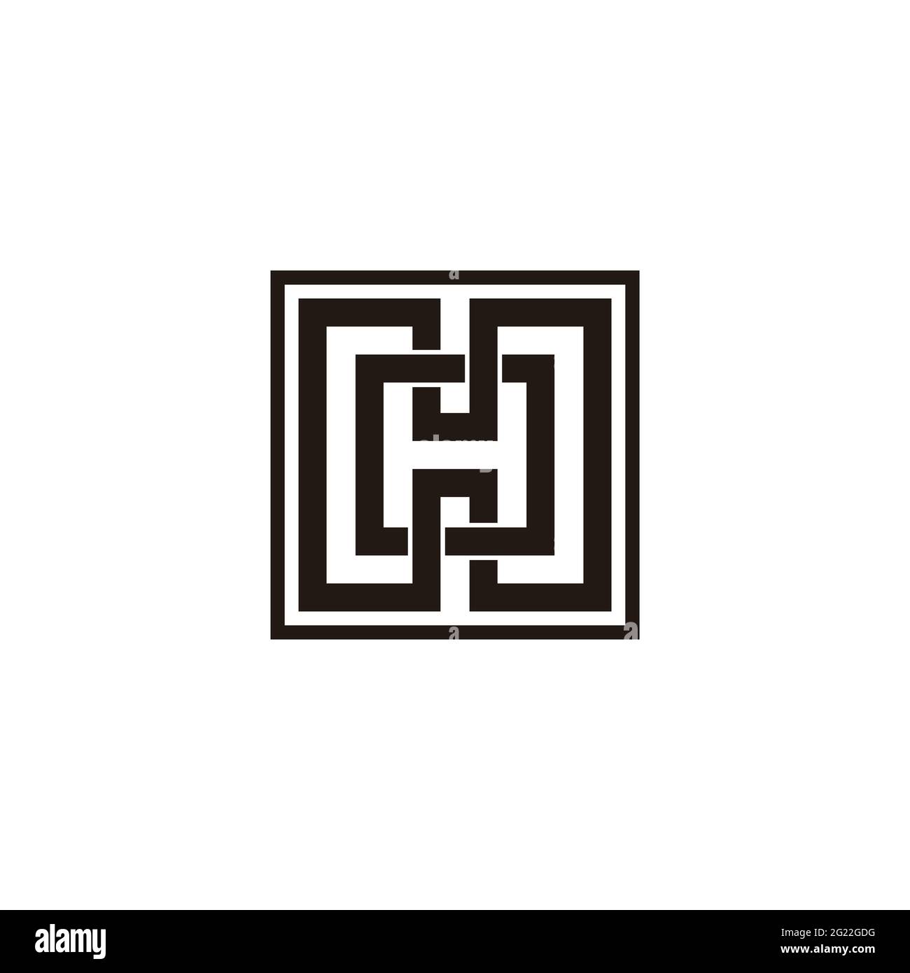 letter hh simple linked maze geometric line logo vector Stock Vector