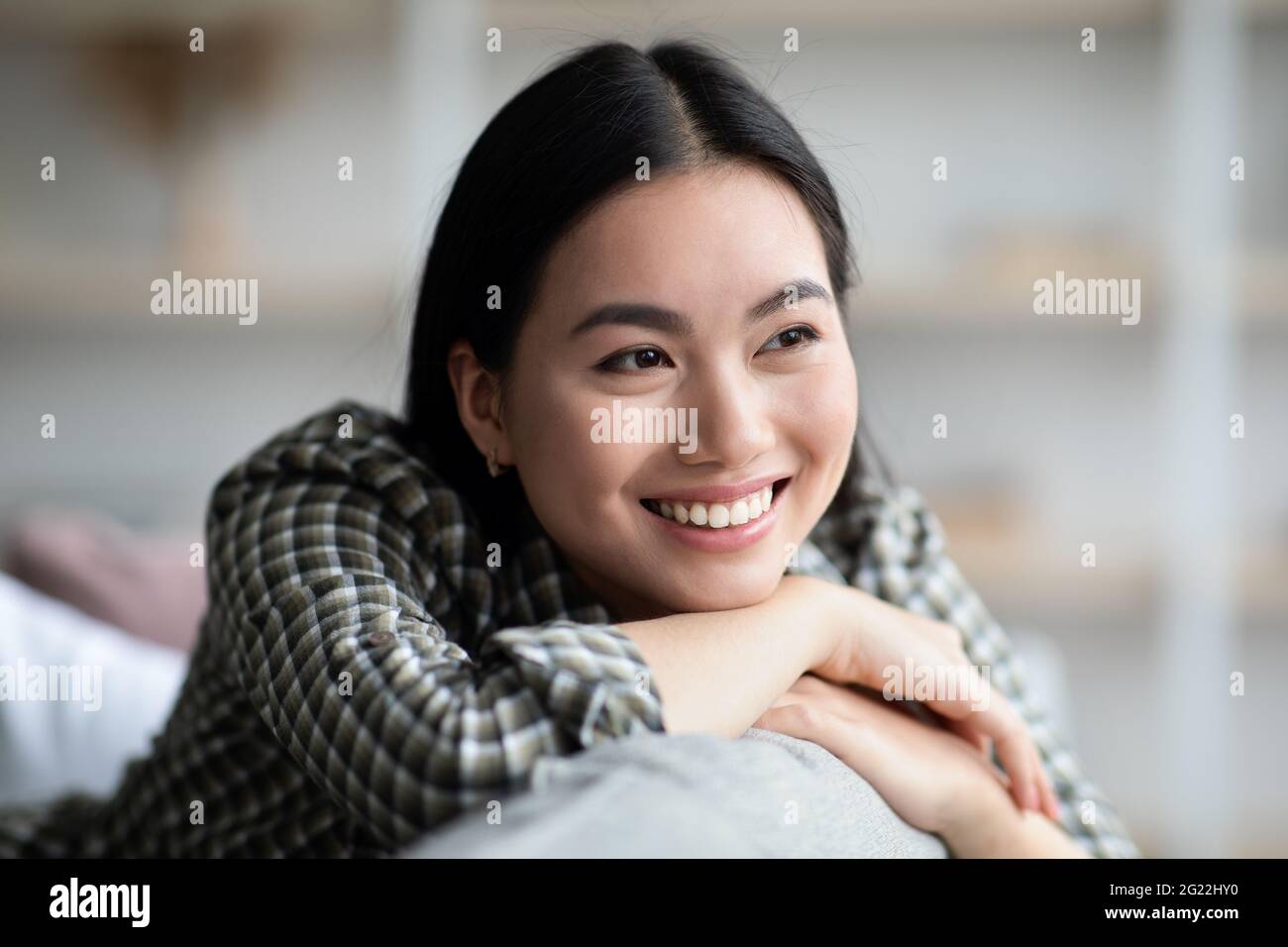 Cheerful asian lady enjoying hi-res stock photography and images - Alamy