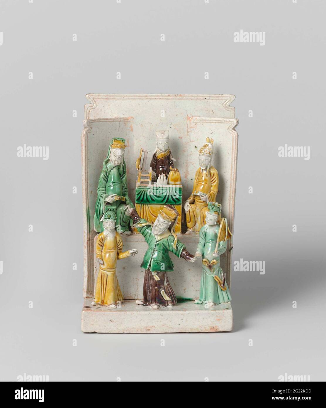 Download Pair Or Incense Stands In The Form Or Table Screens Cooker Of Porcelain On Pedestal Painted On Biscuit In Green Yellow And Eggplant For The Flat Rectangular Holder Two Rows Of Three