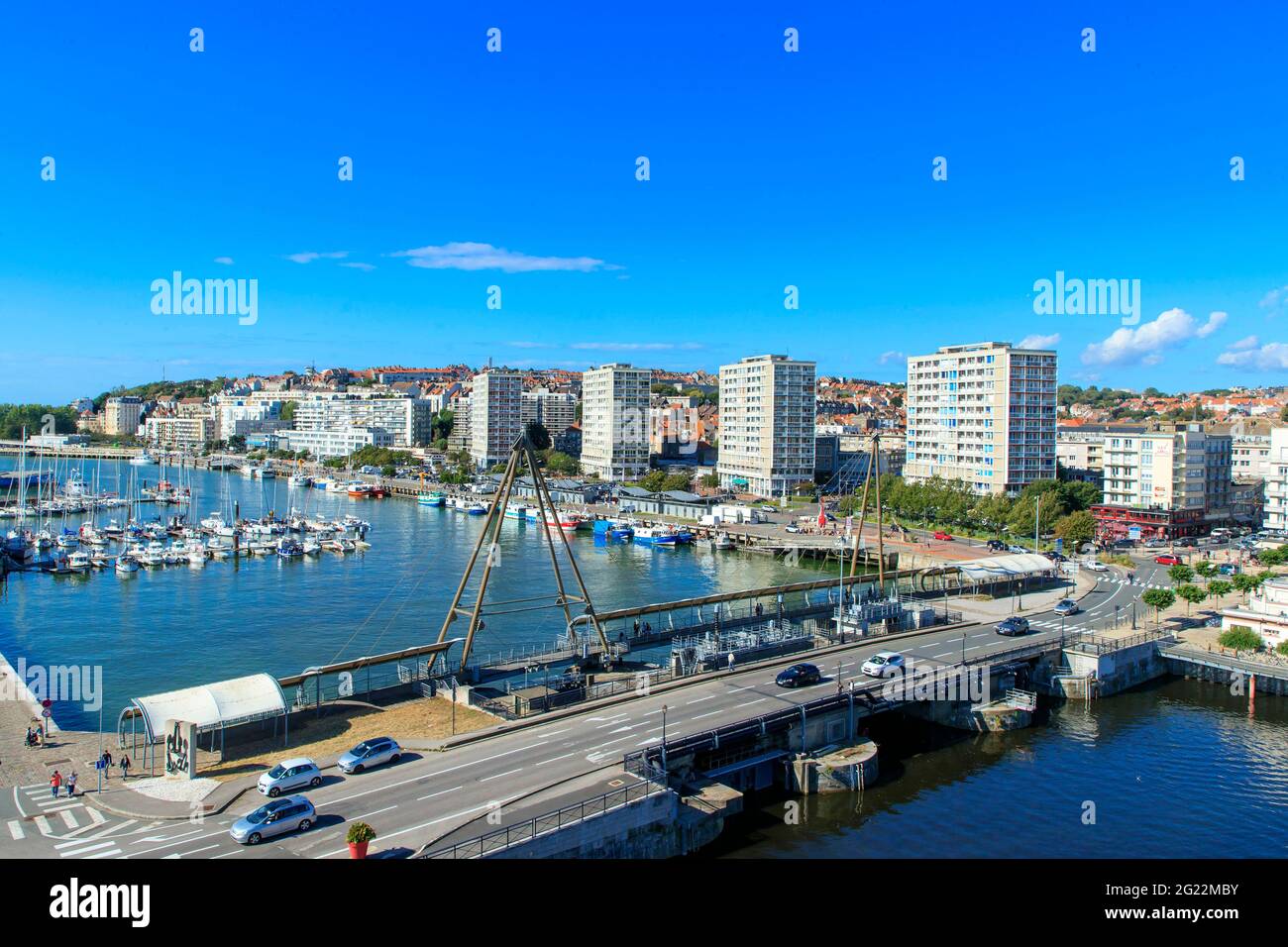 Boulogne sur Mer (northern France): overview of the harbour and buildings along Boulevard Gambetta Stock Photo