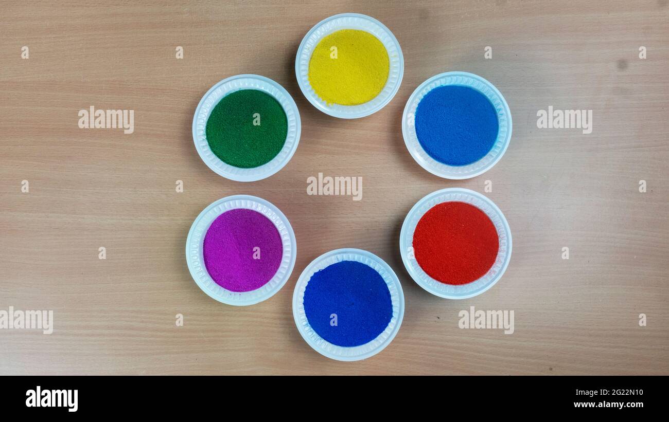Six Different Color Bowl in Round Shape Stock Photo - Alamy