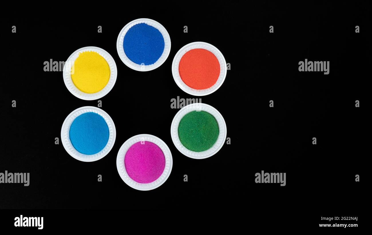 Six Different Color Bowl in Round Shape Isolated In Black Background ...