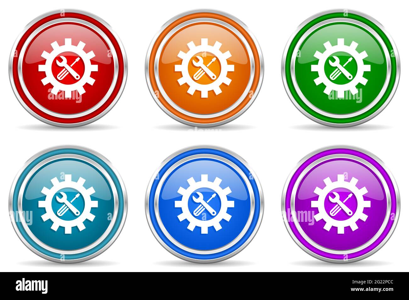 Service concept silver metallic glossy icons, industrial concept web ...