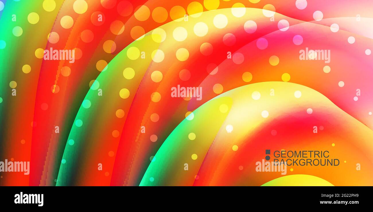 Geometric abstract background template with fluid waves in blurred colors Stock Vector