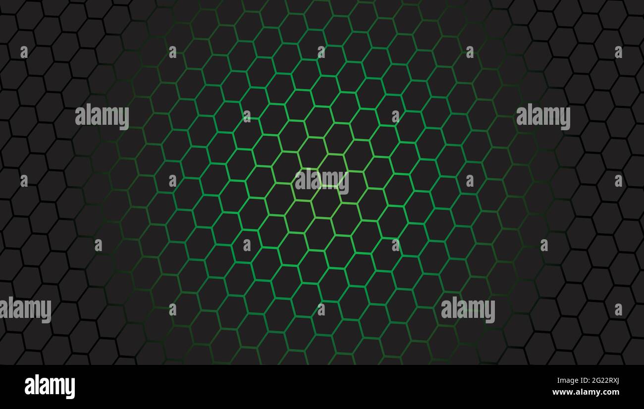 Green backdrop and abstract background of black hexagons Stock Vector ...