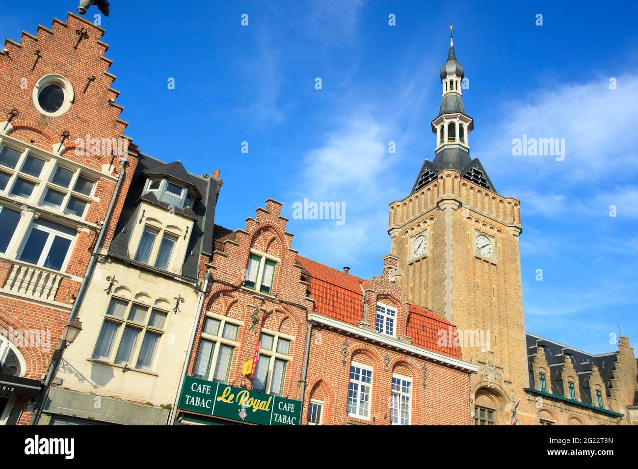 Bailleul (northern France): the belfry. The building is registered as a National Historic Landmark (French 'Monument historique') and UNESCO World Her Stock Photo