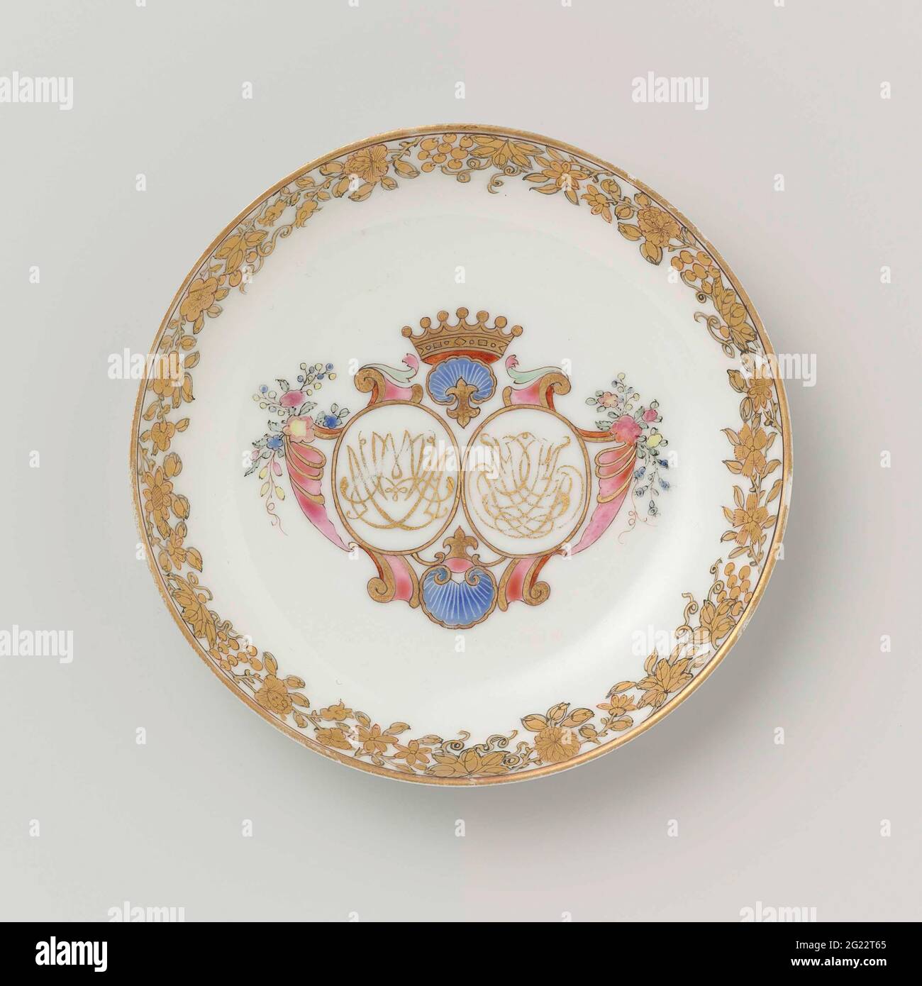 Pink with Gold Black Knight Floral medal Hohenberg Bavaria PINK Floral Dessert plate