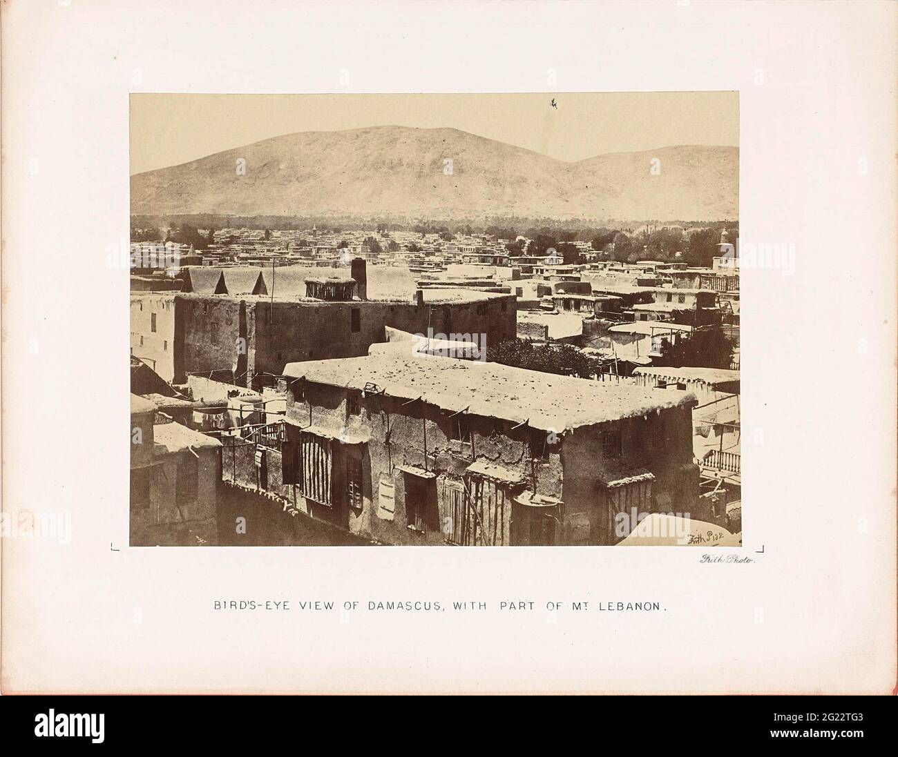 Face on Damascus, with the Lebanon mountains in the background; Bird's