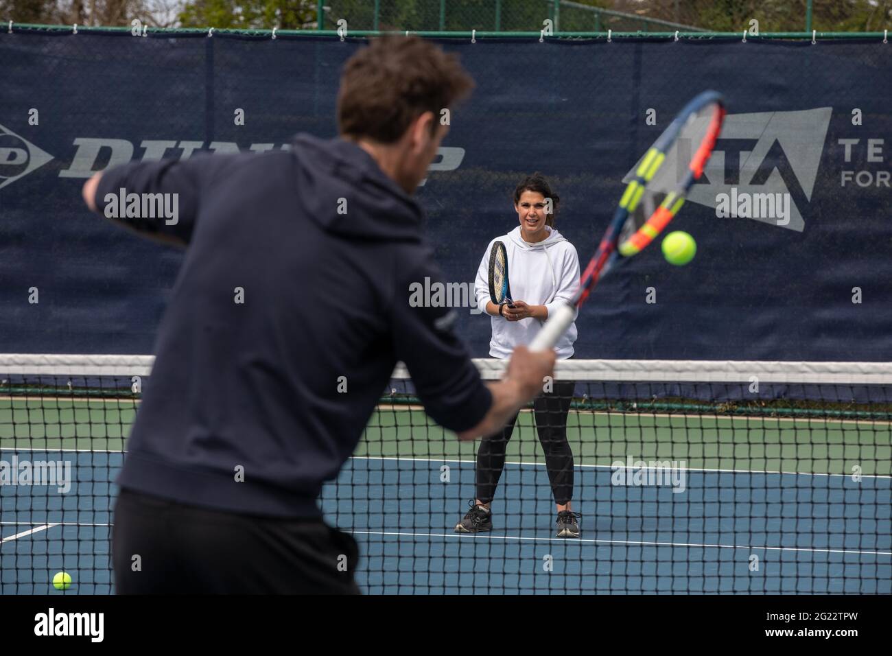 LTA Tennis Lesson with Sam Richardson. Head of Tennis - Products & Programmes at LAWN TENNIS ASSOCIATION Stock Photo