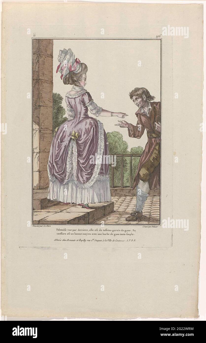 Gallery des Modes et Costumes Français, 1780, JJ 196: Polonaise Vue Par  Derrièr (...). A woman, seen on the back, gives a bullet piece dressed. She  is wearing a 'robe à la