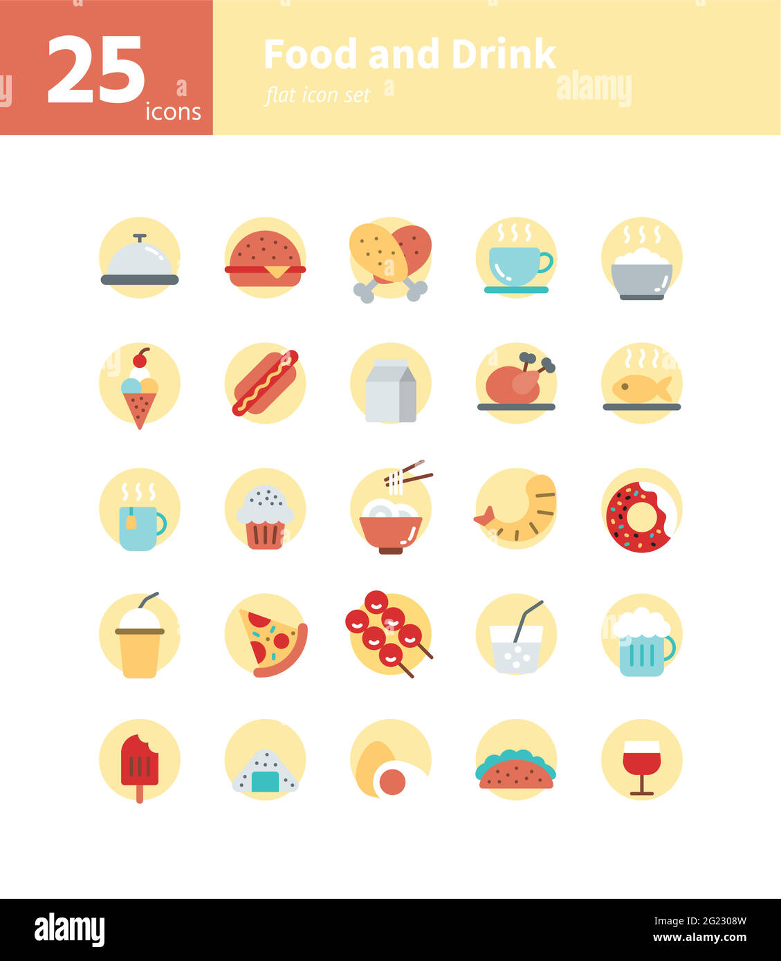 Food and drink flat icon set. Vector and Illustration Stock Vector ...