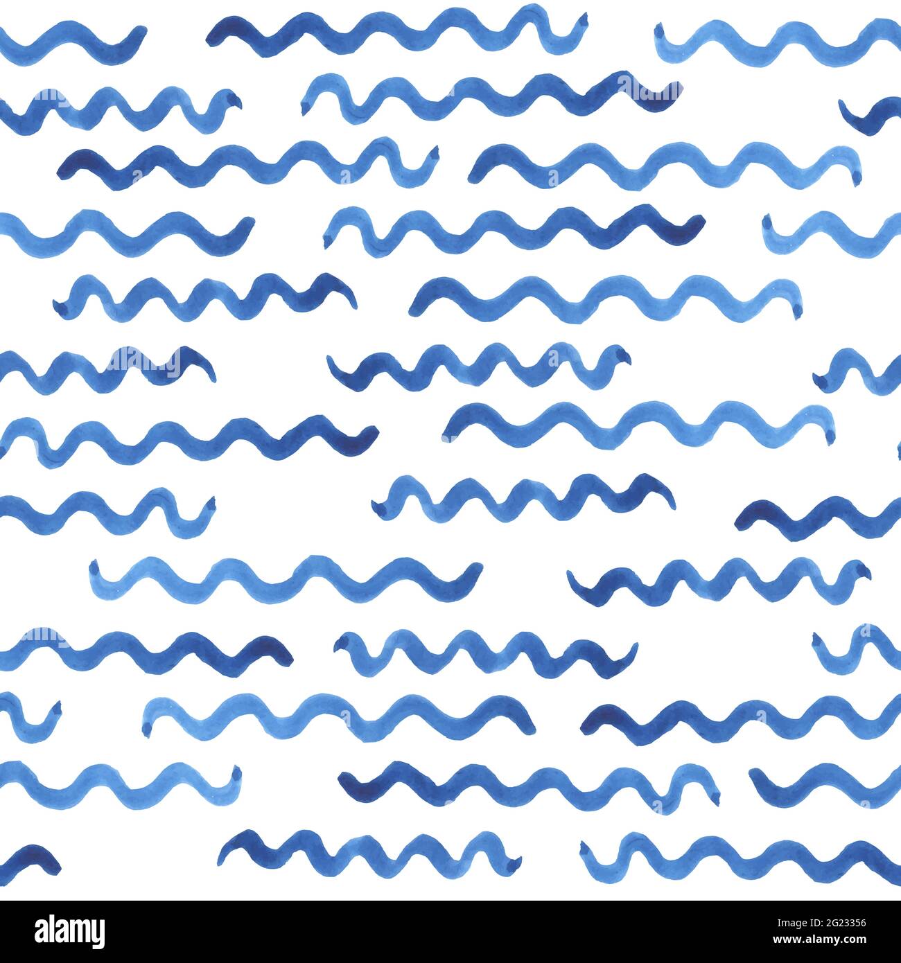 Watercolor seamless vector pattern. Blue strokes of paint wave isolated ...