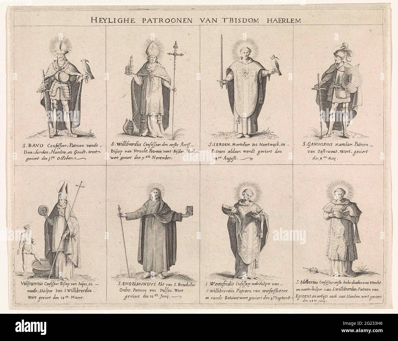 Eight saints; Heilige patrons of 't Diocese of Haerlem. The Saints Bavo