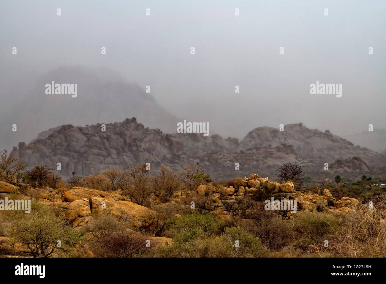 Guest farm Omandumba near Omaruru: Rain in the Erongo Mountains, Erongo Region, Namibia Stock Photo