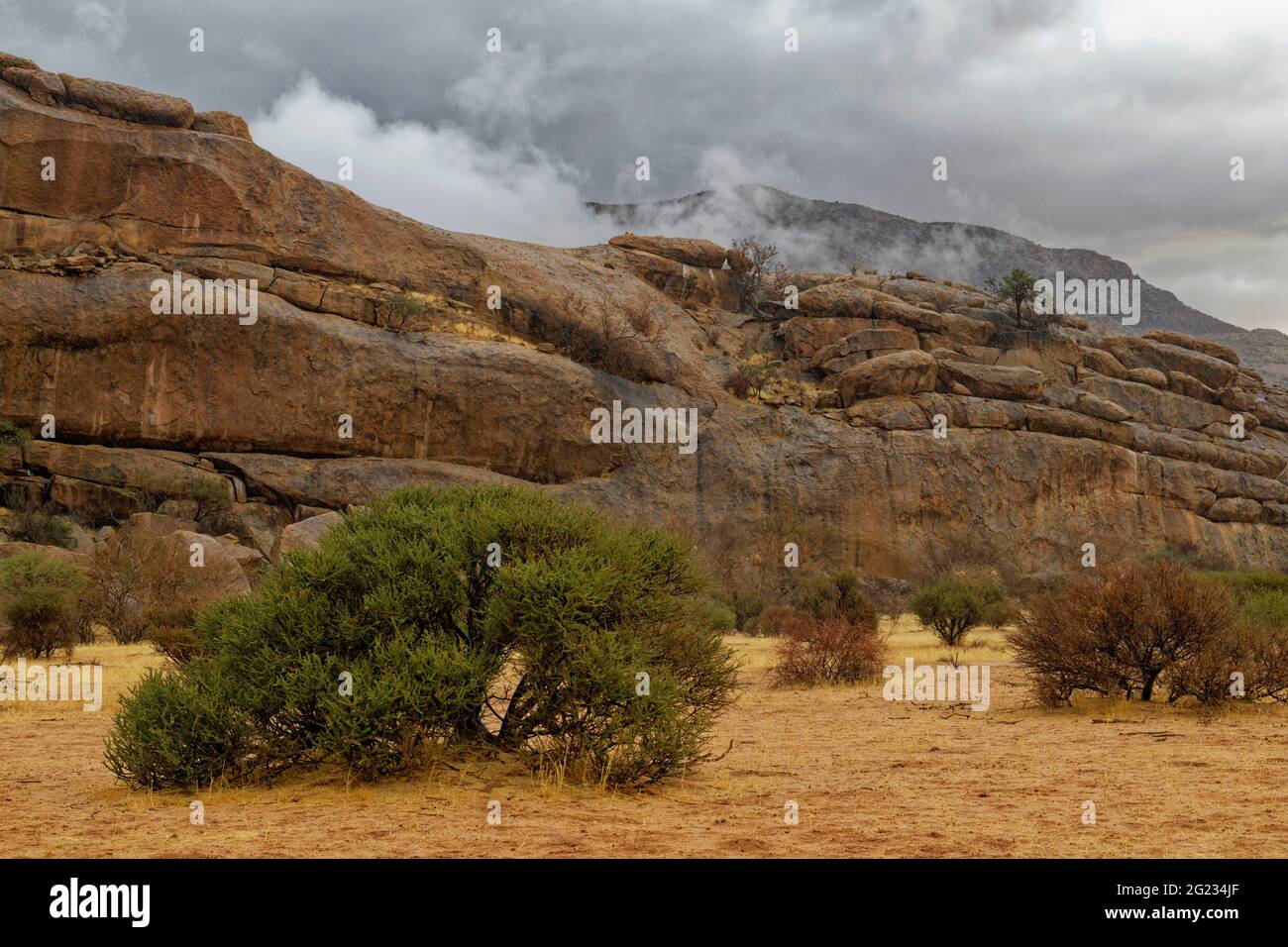 Guest farm Omandumba near Omaruru: Rain in the Erongo Mountains, Erongo Region, Namibia Stock Photo