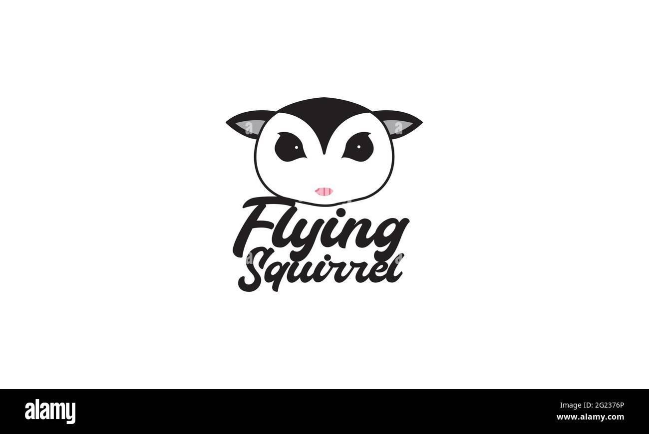 head cute flying squirrel logo vector icon illustration design Stock Vector