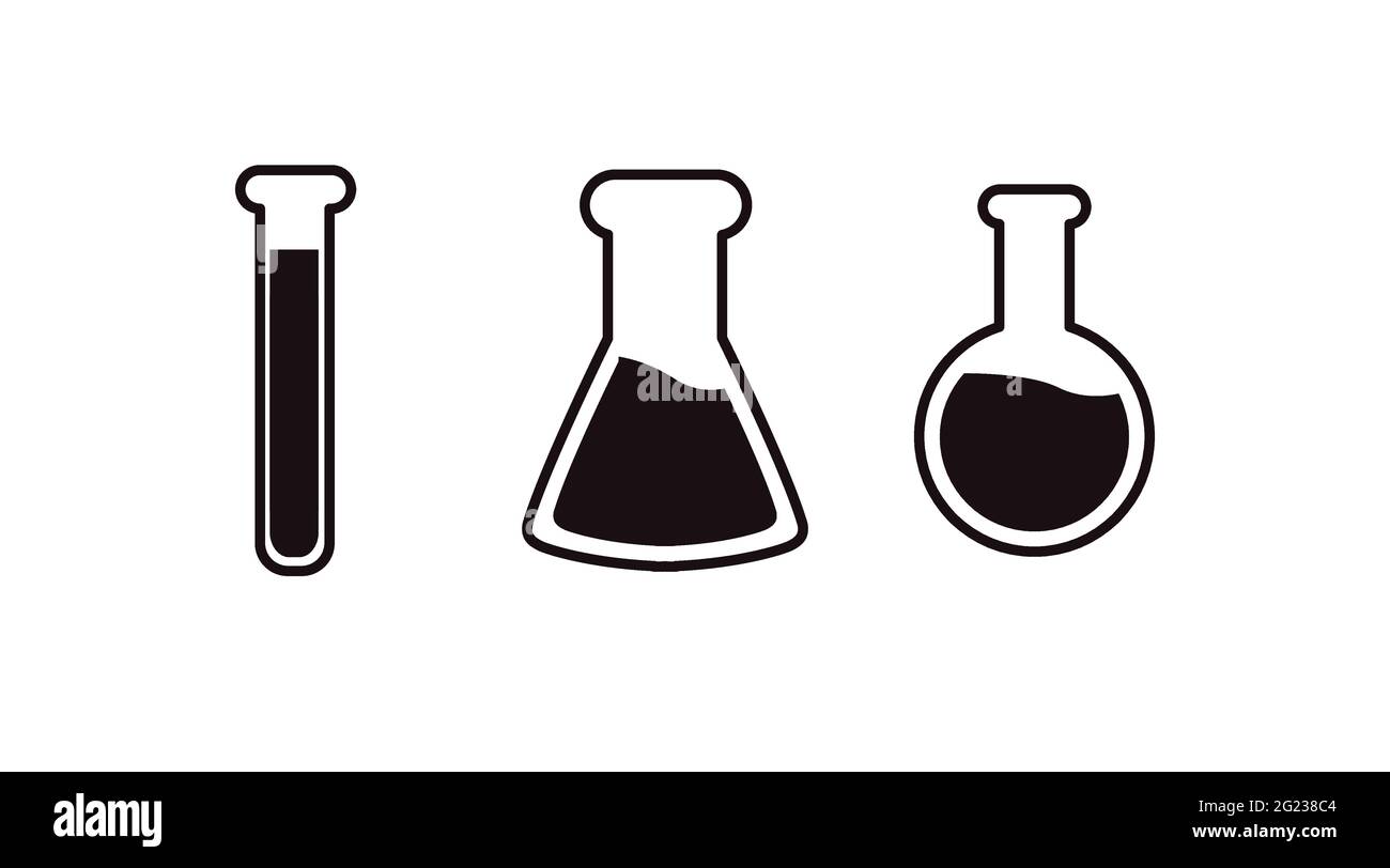 Science Containers Set. Vector isolated black and white illustration of