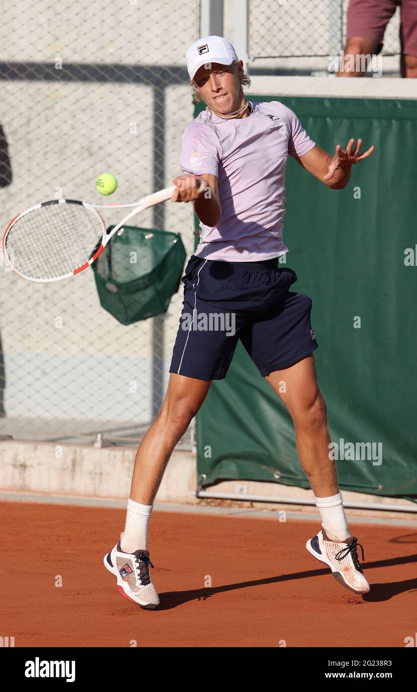 Paris, France. 07th June, 2021. Leo Borg, son of Bjorn Borg, plays the  junior tournament during day 9 of the French Open 2021, Grand Slam tennis  tournament on June 7, 2021 at