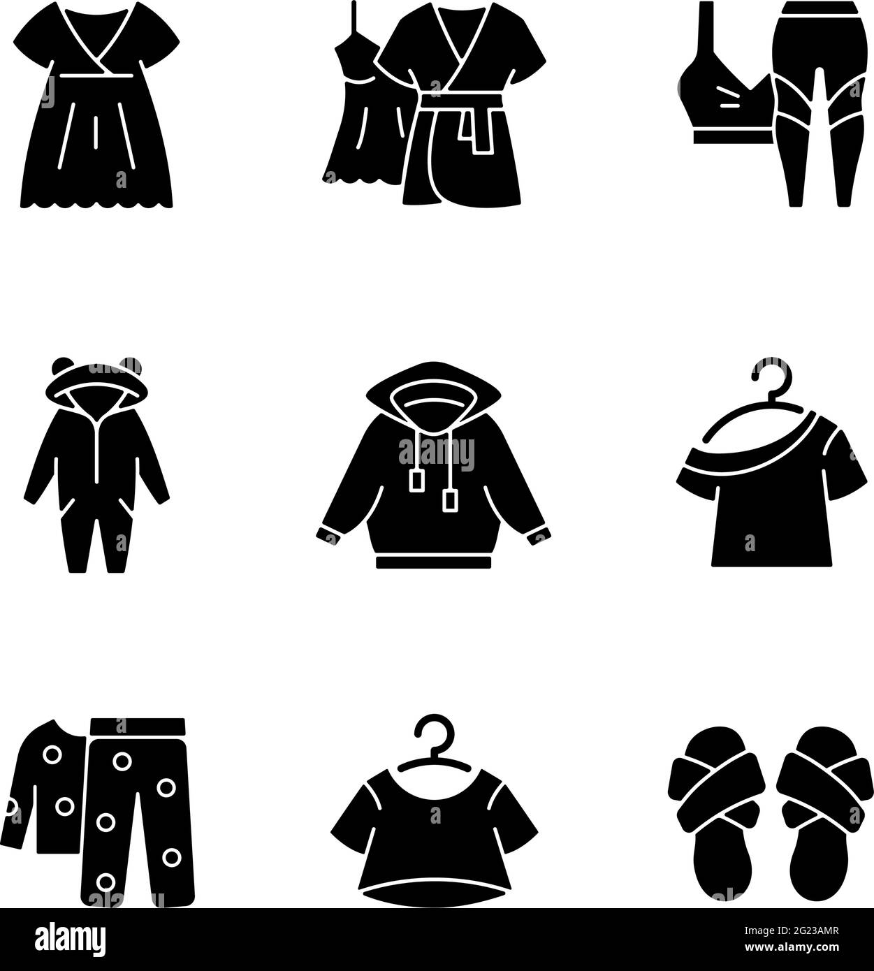 Comfortable sleepwear black glyph icons set on white space Stock Vector  Image & Art - Alamy
