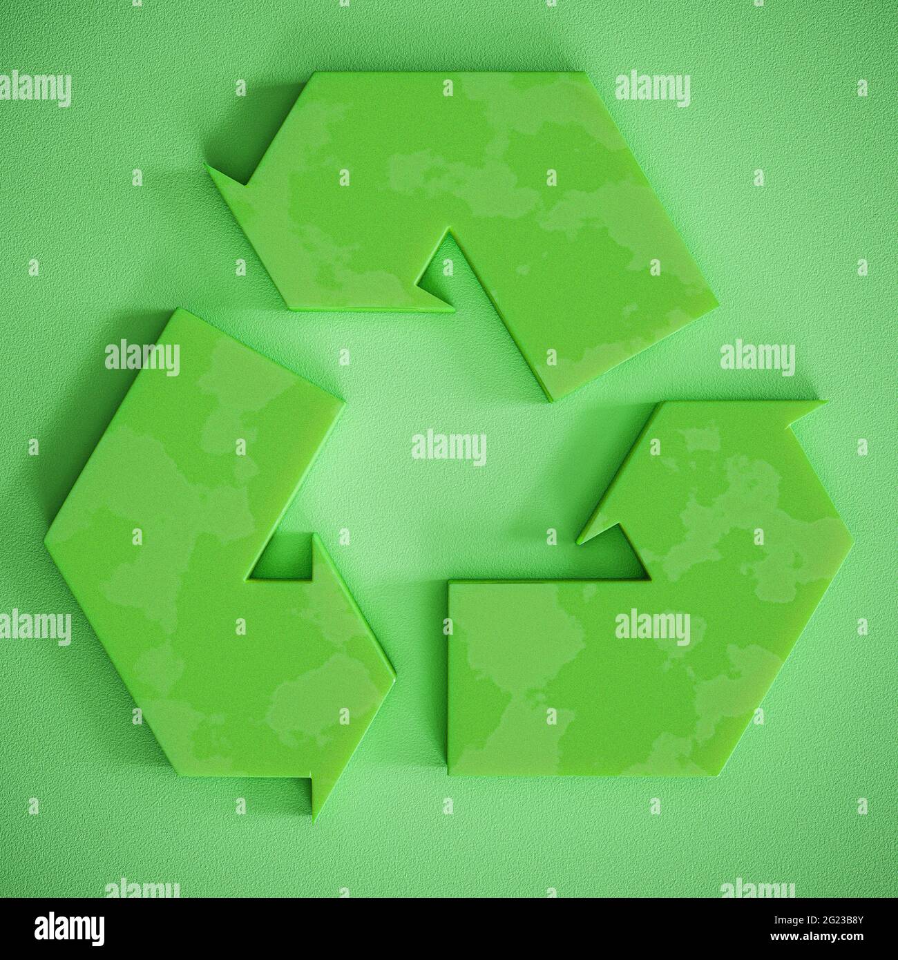 recycle sign isolated on green background 3d illustration Stock Photo
