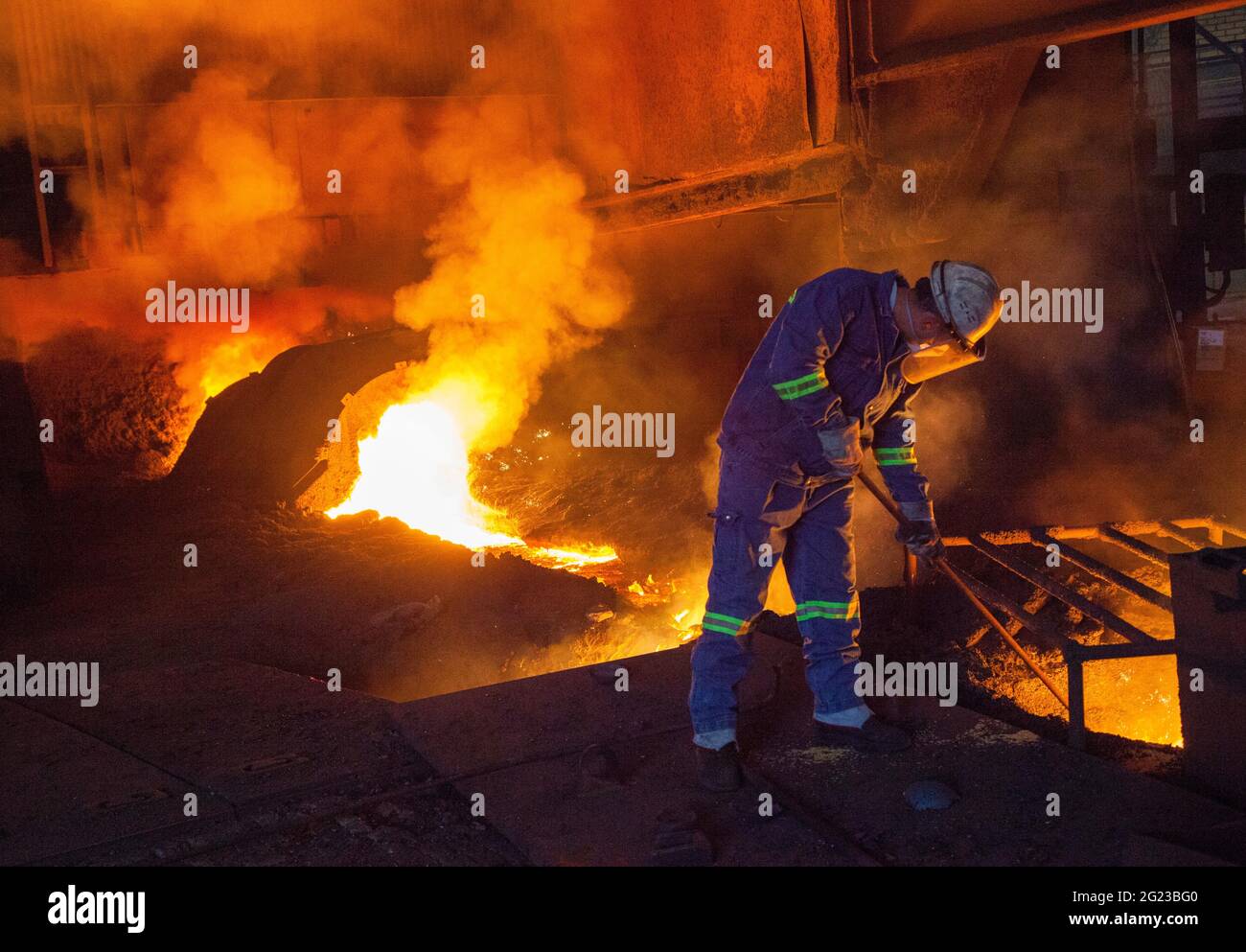 Eregli, Zonguldak Turkey - 05-20-2013: An view from the production process at Ereğli Iron and Steel Factory. Stock Photo