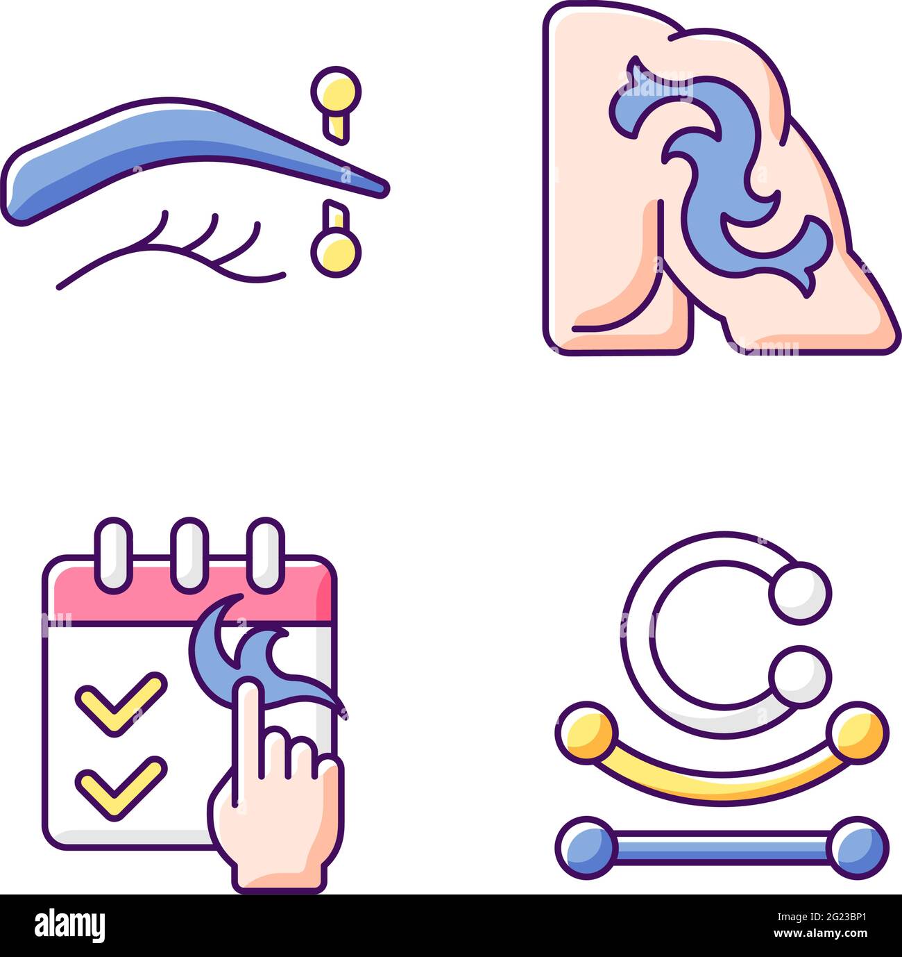 Tattoo and piercing types RGB color icons set Stock Vector Image & Art ...