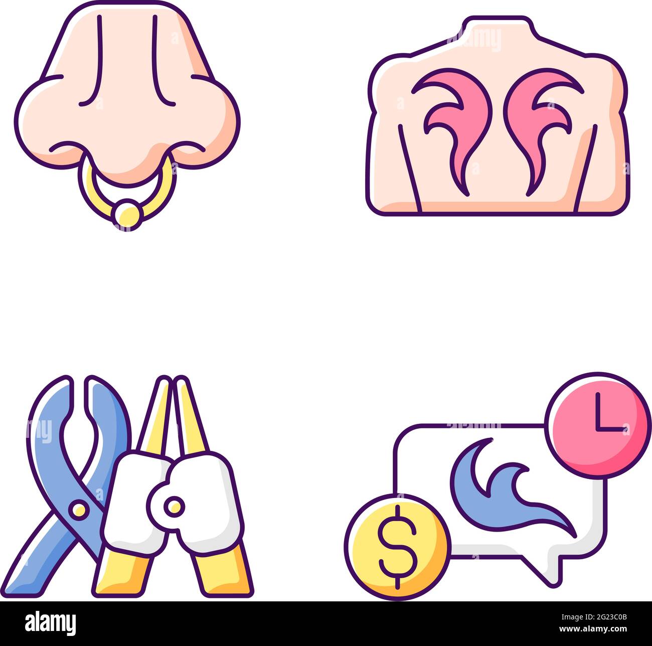 Tattoo and piercing equipment RGB color icons set Stock Vector Image ...