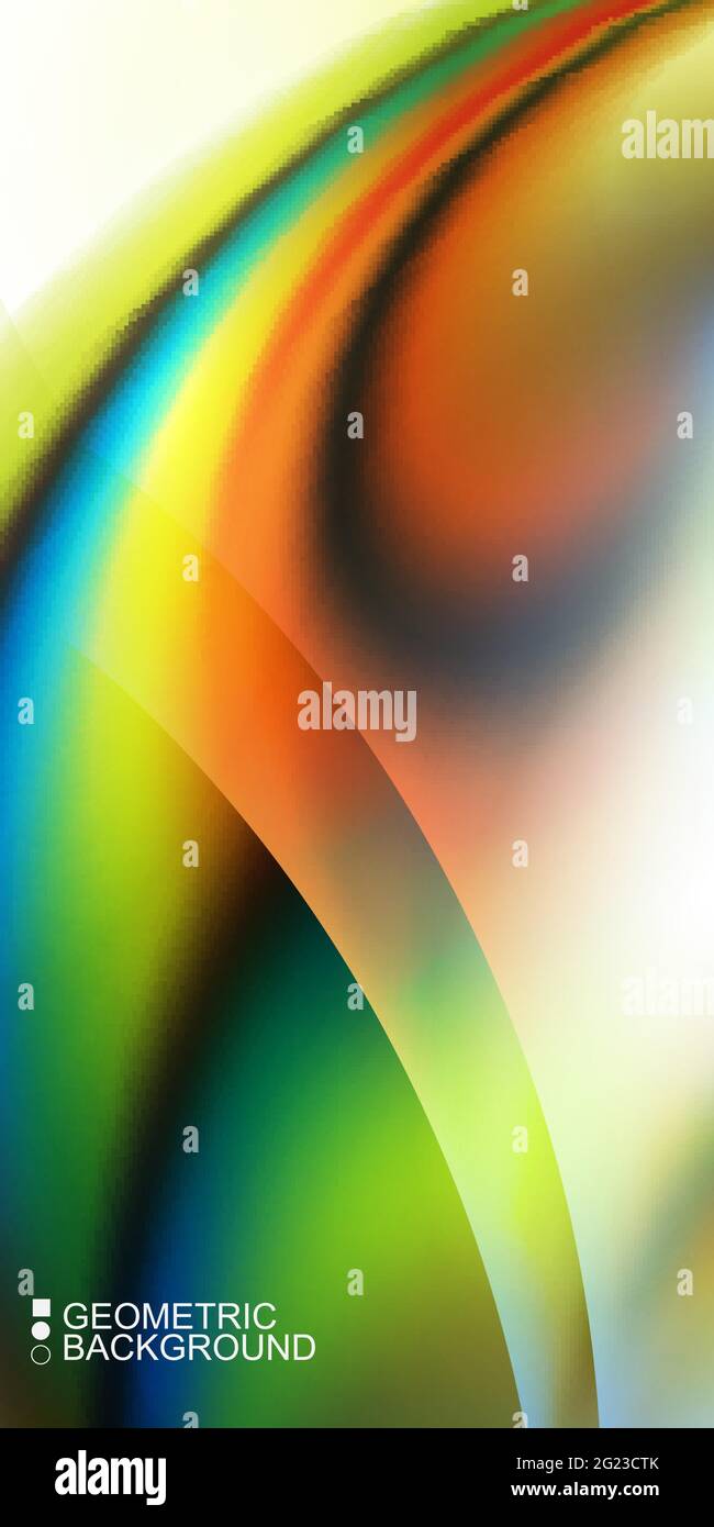 Geometric abstract background with waves in blurred colors Stock Vector
