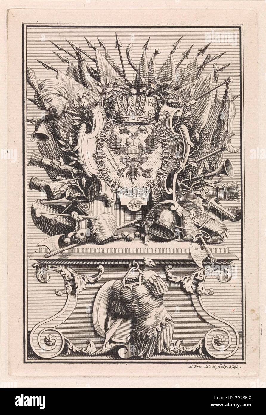 Wapentrofee with coat of arms of Habsburg. Habsburg coat of arms on an