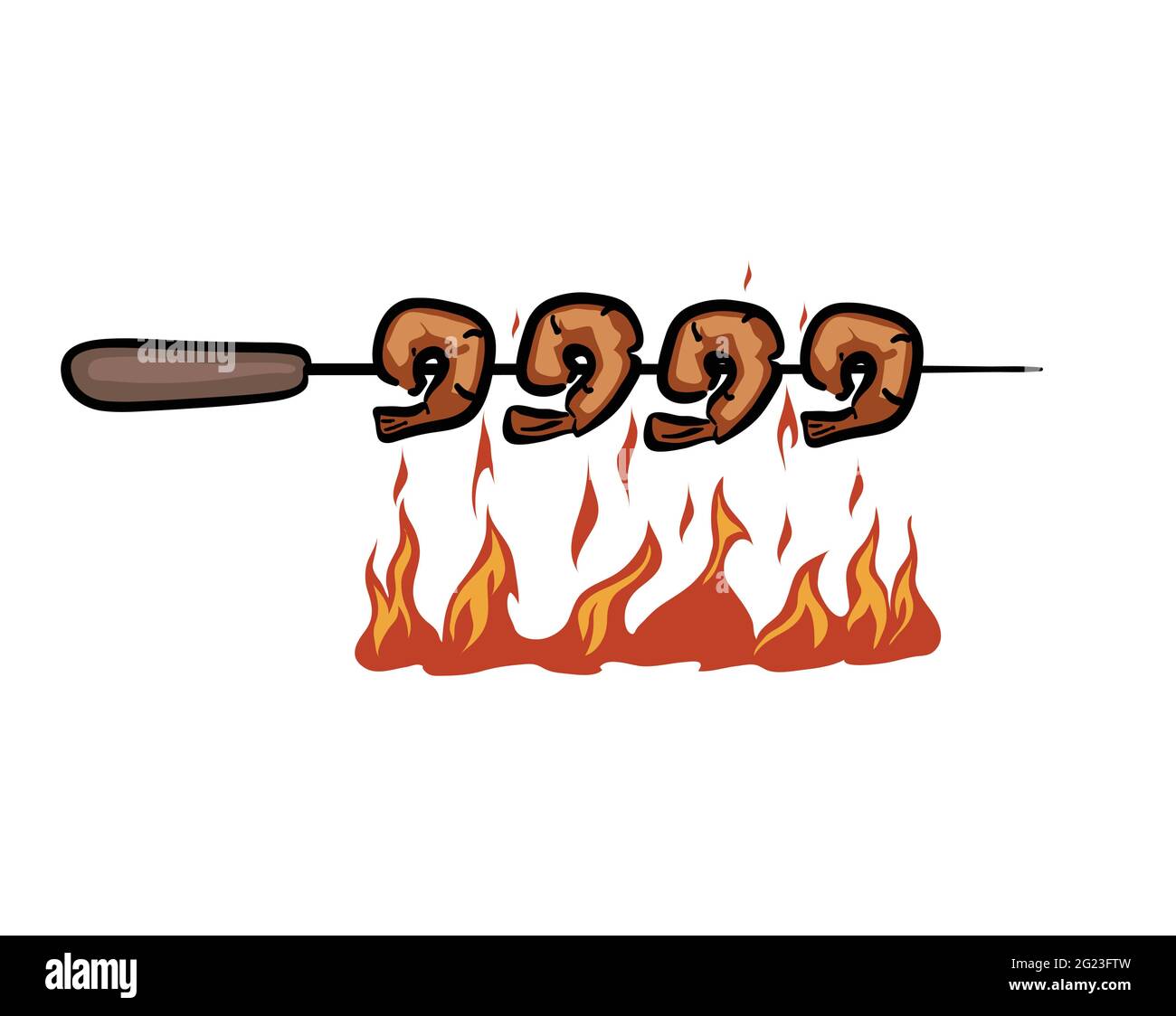 Prawns grilling on flame vector illustration Stock Vector